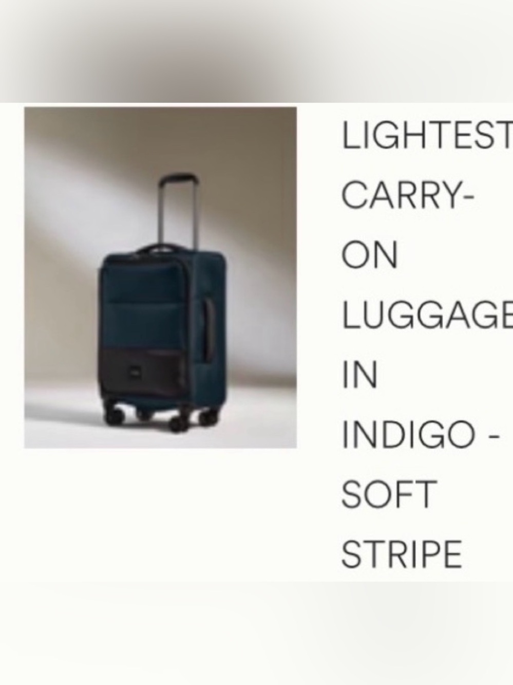 ANTLER Lightest Carry On Spinner Indigo Blue Soft Stripe, TSA Lock , Dust Bag